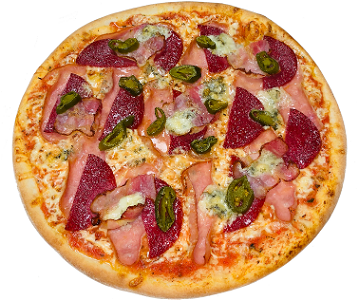 Pizza carbonara al gorgonzola